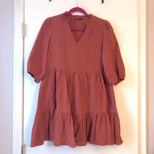 NEW Burnt Orange Tiered Gauze Dress